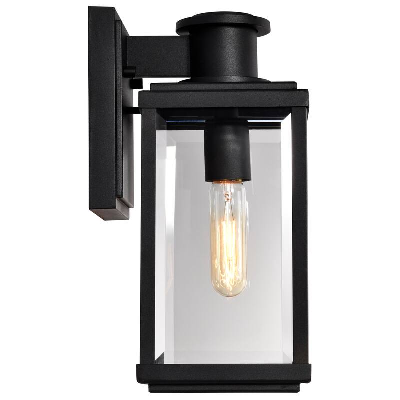 Luca Small Outdoor Lantern Sand Black Finish Clear Beveled Glass - Sand Black