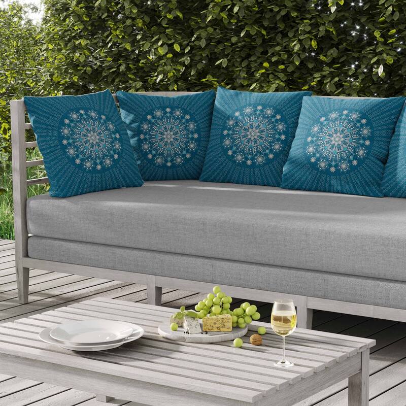 Wisteria Whirl Indoor/Outdoor Reversible Throw Pillow Blue and Gray