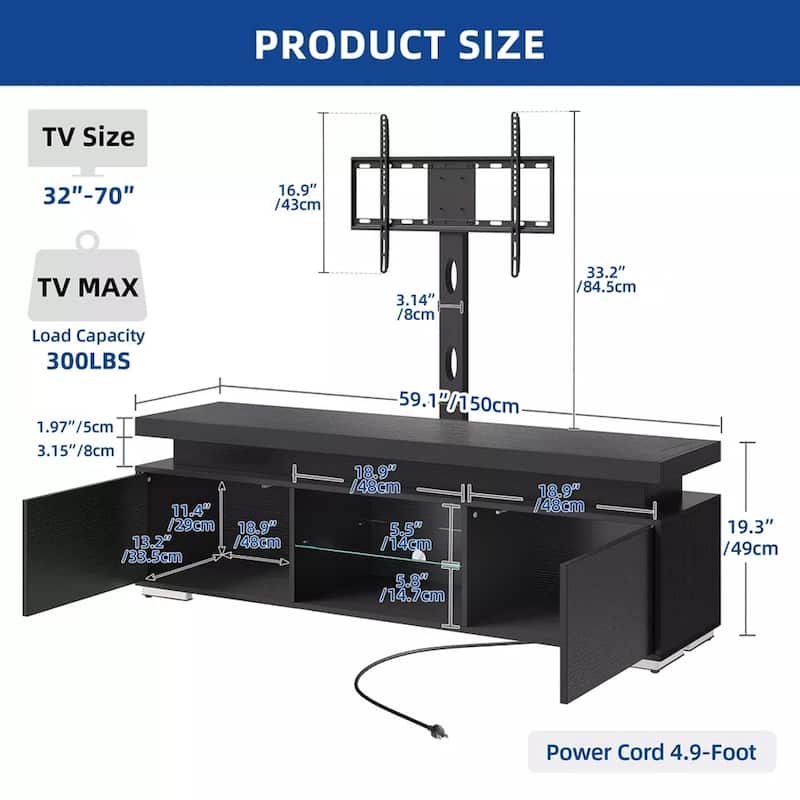TV Stand Height Adjustable Mount for 55/60/65 Inch TVs - 58 inches