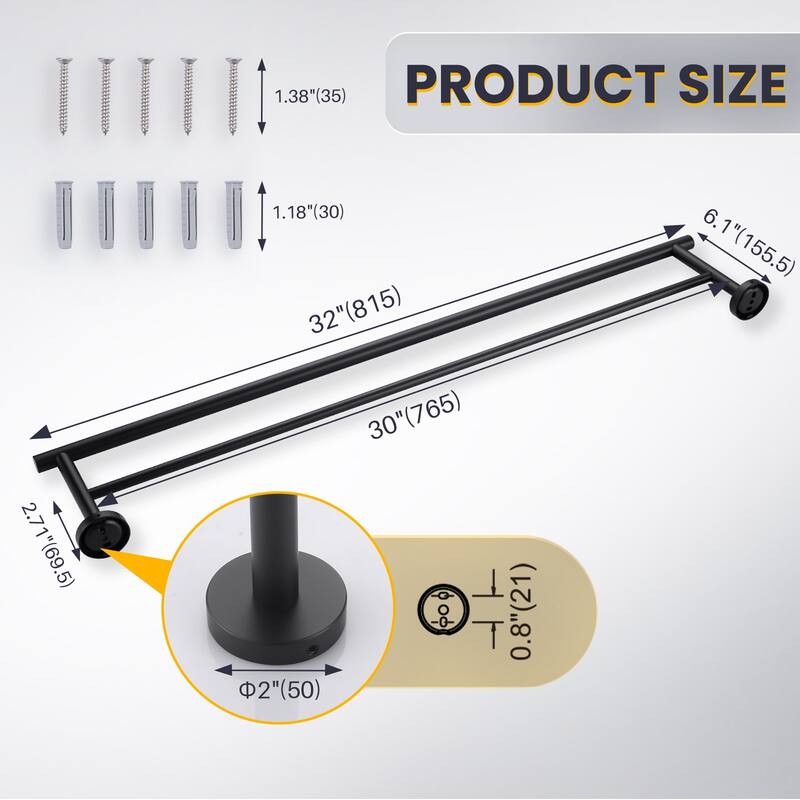 WOWOW Wall Mounted Stainless Steel Double Towel Bar