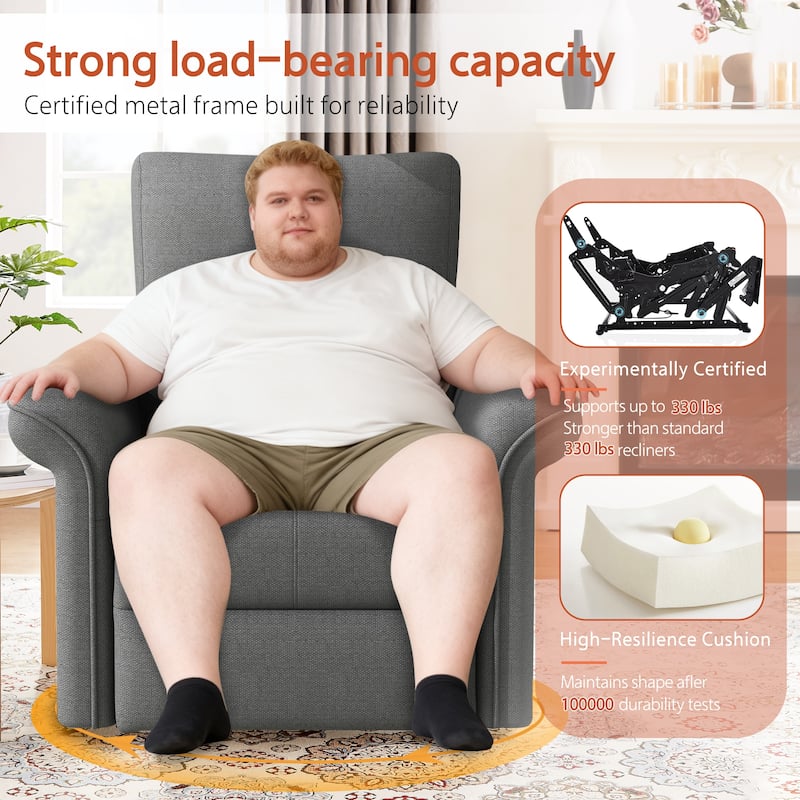 270°Power Swivel Rocker Recliner Chair for Adult,Rocking Glider Nursery Recliner for Small Spaces,Fabric Rocking Chair