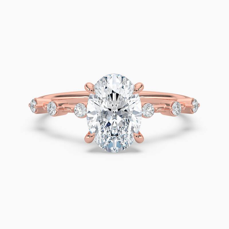 Auriya 14k Gold Oval Lab Grown Diamond Station Hidden Halo Engagement Ring 1.00 to 5.00 ct. tw. (F-G, VS) - 8 - 2.50 carats - Rose