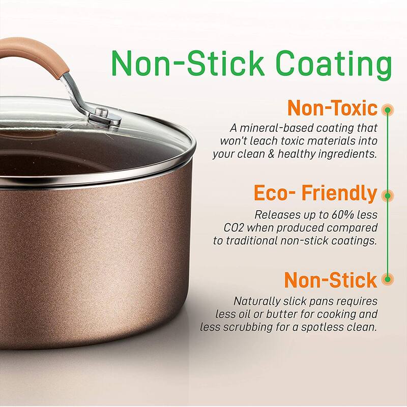 NutriChef Nonstick Cooking Kitchen Cookware Pots and Pans, 20 Piece Set, Bronze - 13 x 6.30 x 3.15 inches