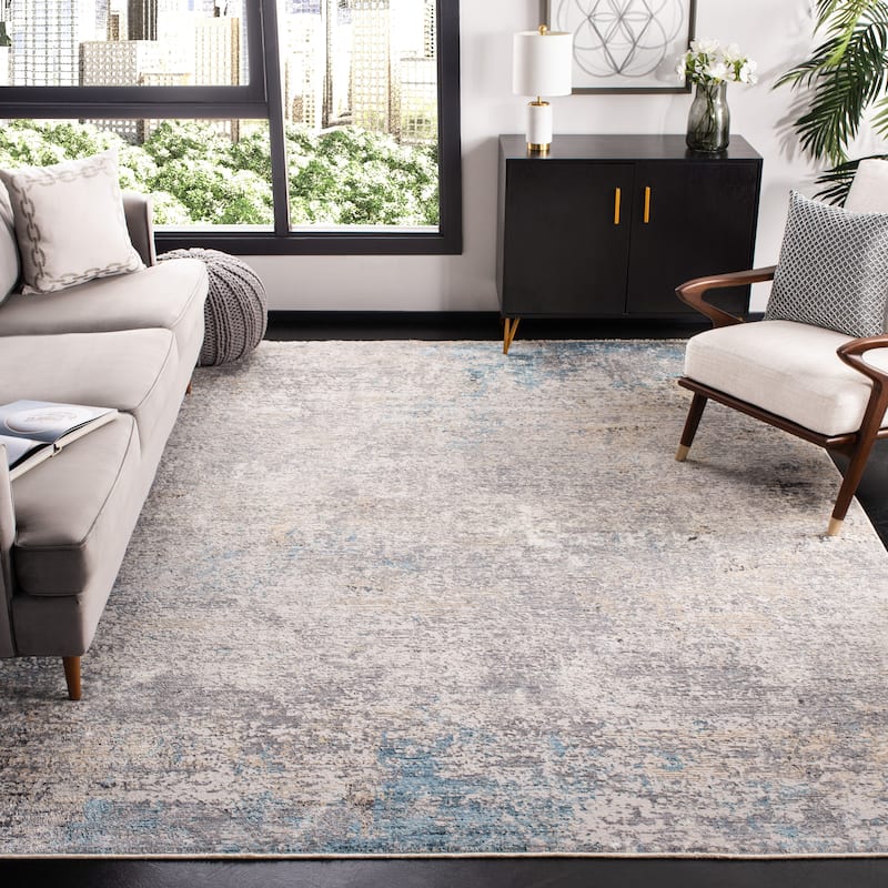 SAFAVIEH Dream Alexey Modern Abstract Viscose Rug - 9' x 12' - Grey/Multi