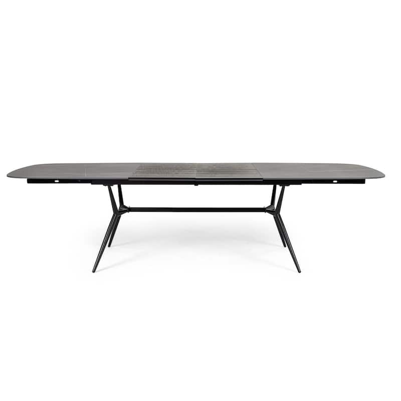 Cid Julie Dining Table, 79-118 Inch Extendable Black Ash Ceramic Top