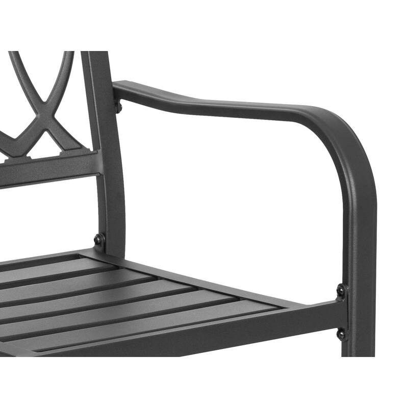 Patio 2-Piece Iron Dining Chairs with Ventilated Slatted Seat and Stackable Design
