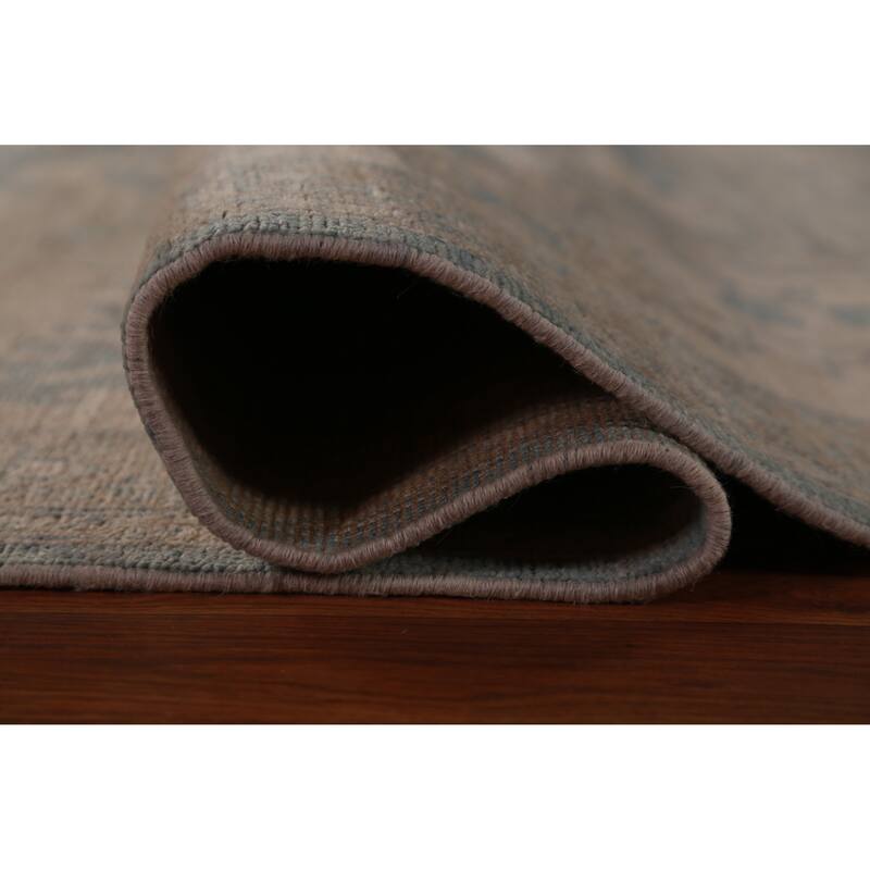 Floral Vegetable Dye Blue Oushak Turkishrug Hand-Knotted Wool Carpet - 9'7"x 13'3"
