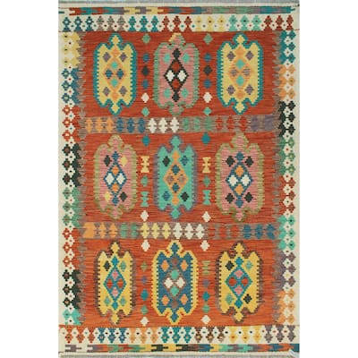 Flatweave Omayma Red/Ivory Rug - 5'7" x 7'9"