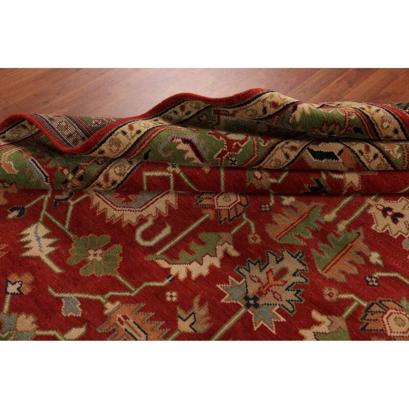 All-Over Large Oushak Indian Rug Handmade Wool Carpet - 8'11"x 18'0"