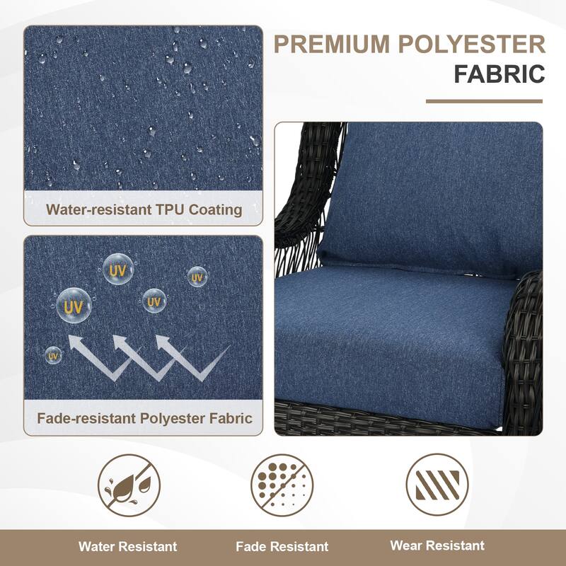 Aoodor Outdoor Deep Seat Cushion Set, Waterproof Patio Furniture Cushions with Adjustable Straps & Removable Cover