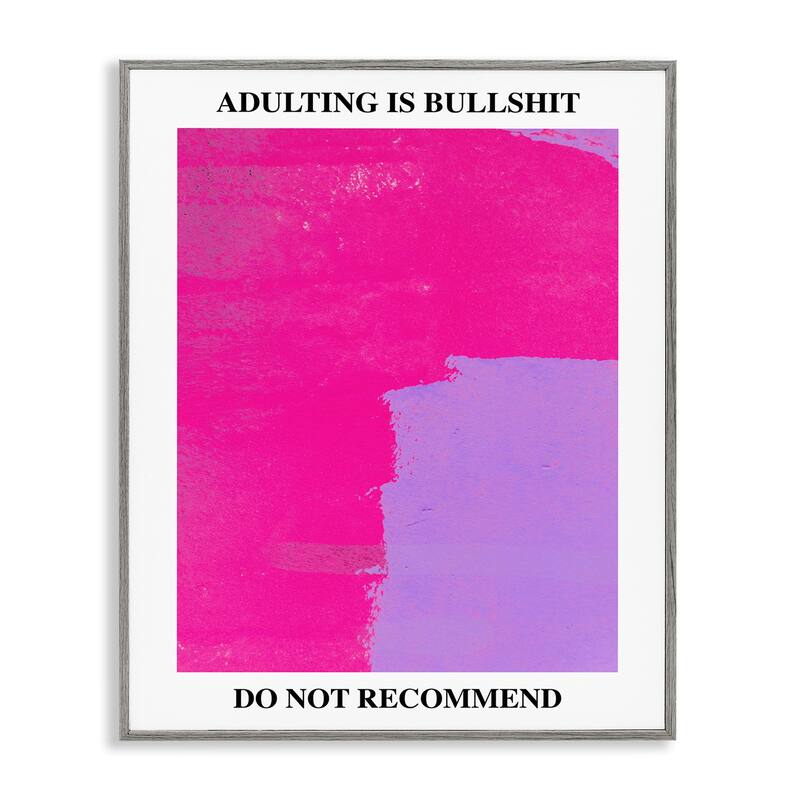 Stupell Adulting Do Not Recommend Framed Giclee Art Design By House of Lulu - 24 x 30 - Grey