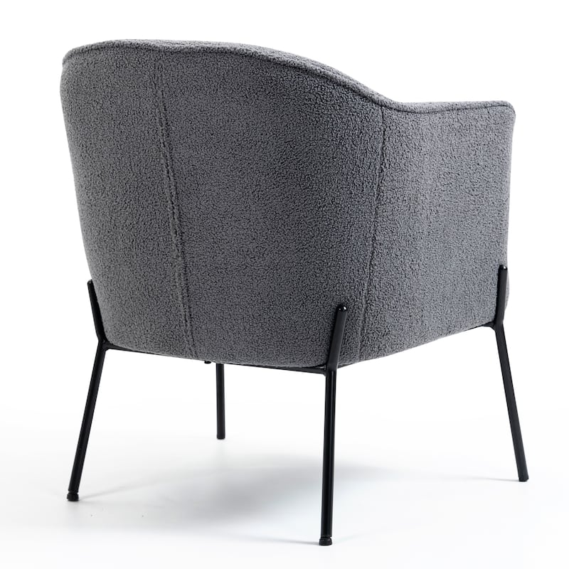 Ayame Gray Boucle Accent Chair with Black Iron Legs
