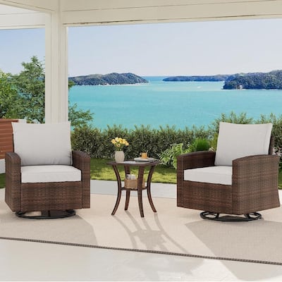 3 Piece Outdoor Swivel Glider Rocker Patio Chairs for Porch, Balcony, Deck - 3PCs
