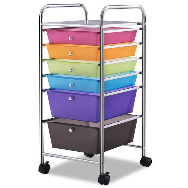 Shop Costway 6 Drawer Rolling Storage Cart Tools Scrapbook Paper