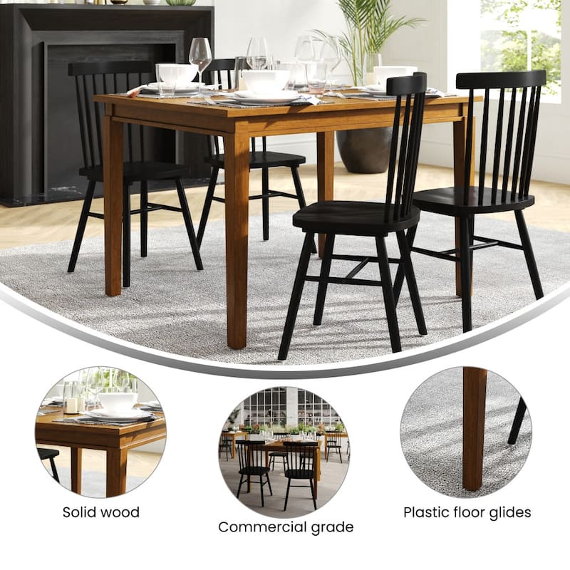 Classic Wood Dining Table with Offset Tapered Legs