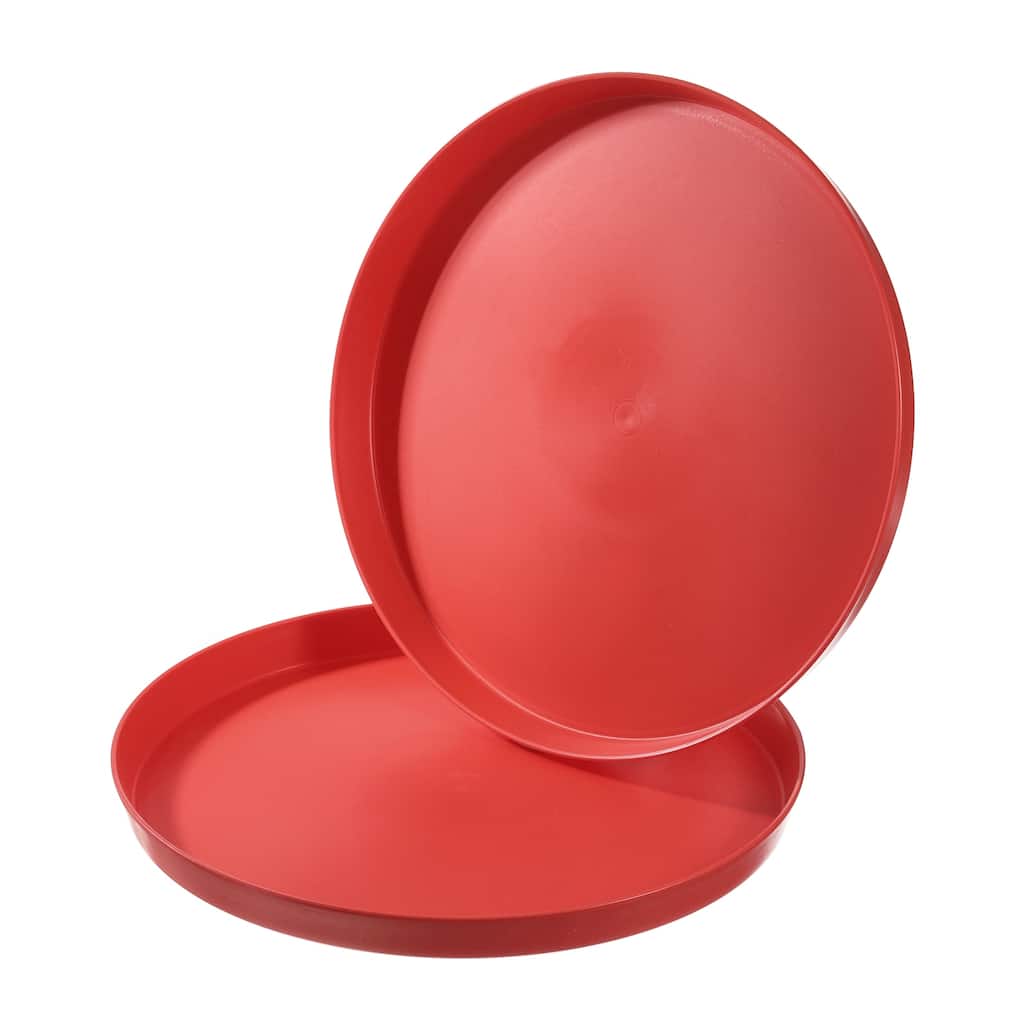 11.5" x 1" Round Restaurant Serving Trays, 2 Pack Food Service Tray, Red