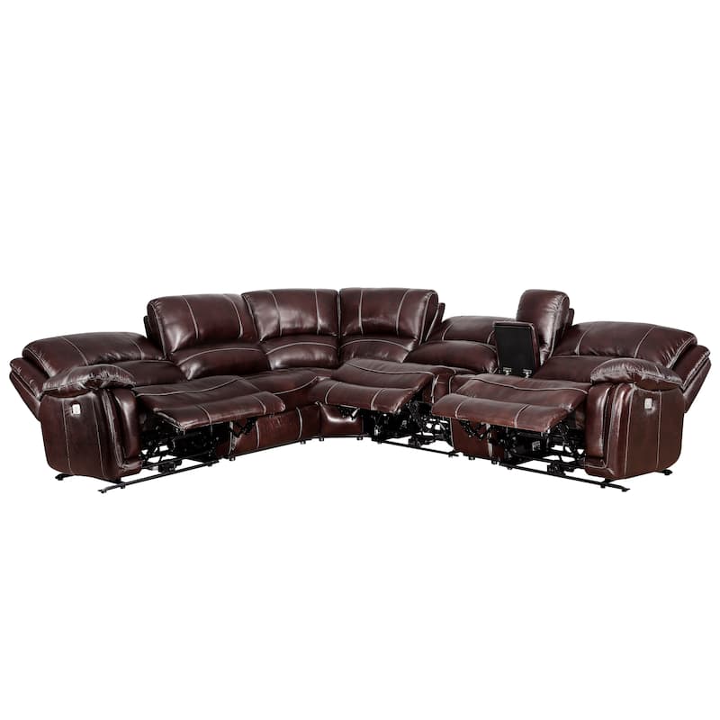 Steve Silver Douglas 6-piece Genuine Leather Power Reclining Sectional