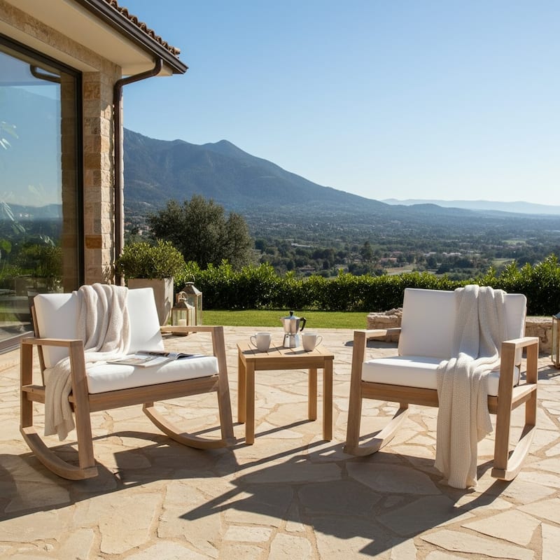 Christopher Knight Home Vaelorian Acacia Wood Outdoor Lounge Chair with Cushion - 2-Piece - Light Teak