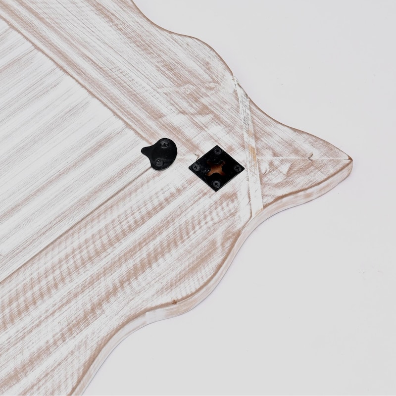 Rustic White Solid Wood Handcarved Wave Rectangle Mirror - Accent Decor - Antique White