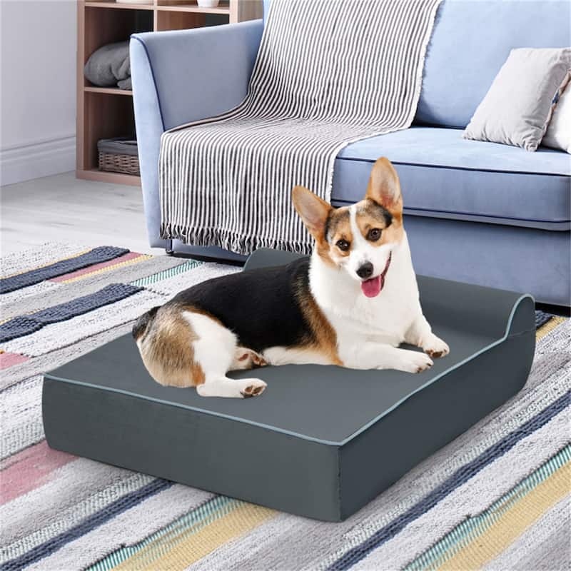 Orthopedic Dog Bed Dog Sofa With Headrest And Removable Washable Cover - Multi