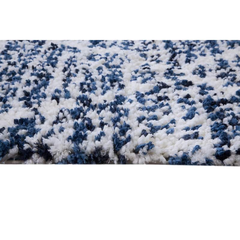 Dani Royal Blue and White Polyester Area Rug - 9' x 12'