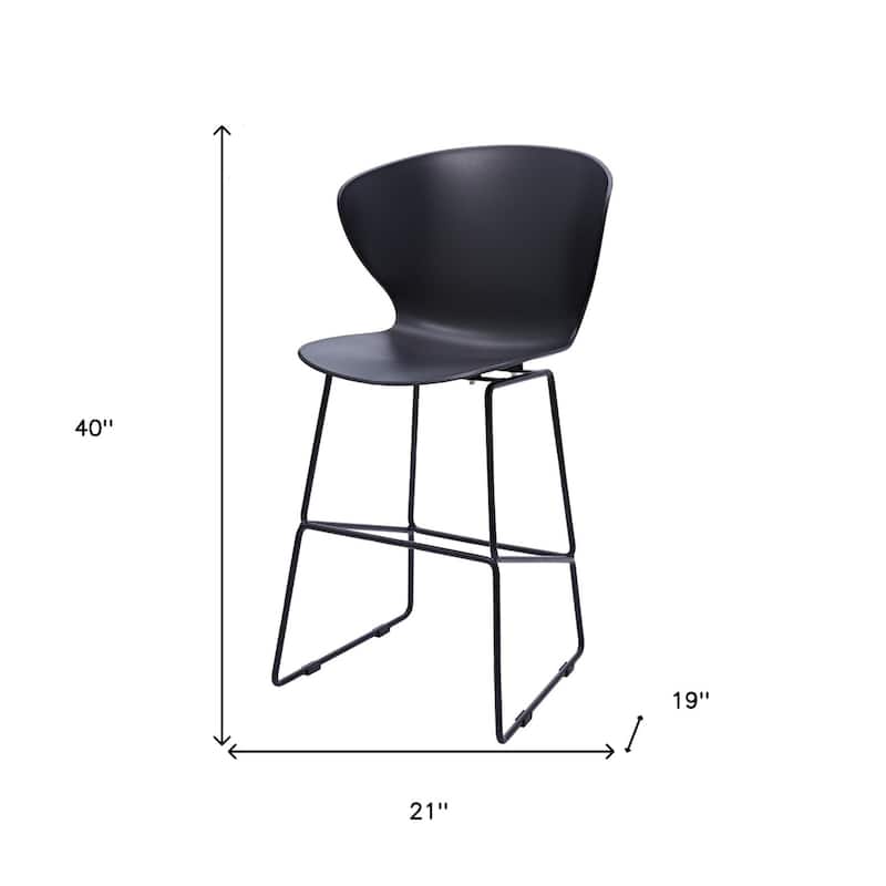 Set of 2 Contemporary Plastic Counter Height Bar Stools