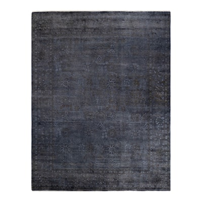 Overton Hand Knotted Wool Vintage Inspired Modern Contemporary Overdyed Gray Area Rug - 8' 1" x 10' 2"