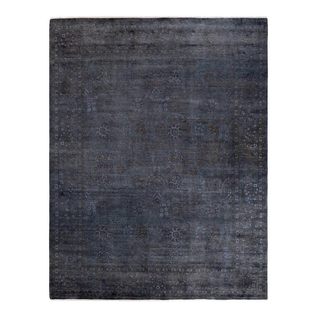 Overton Hand Knotted Wool Vintage Inspired Modern Contemporary Overdyed Gray Area Rug - 8' 1" x 10' 2"