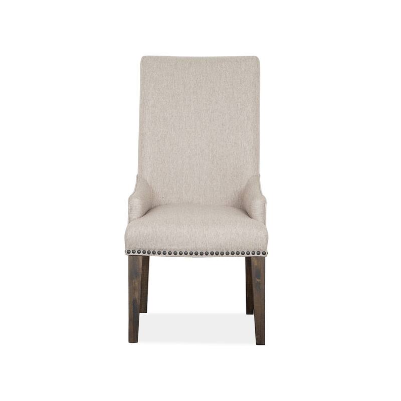 Magnussen Home Bellamy Peppercorn Upholstered Host Chair Two Pack - 23''W x 29''D x 45''H