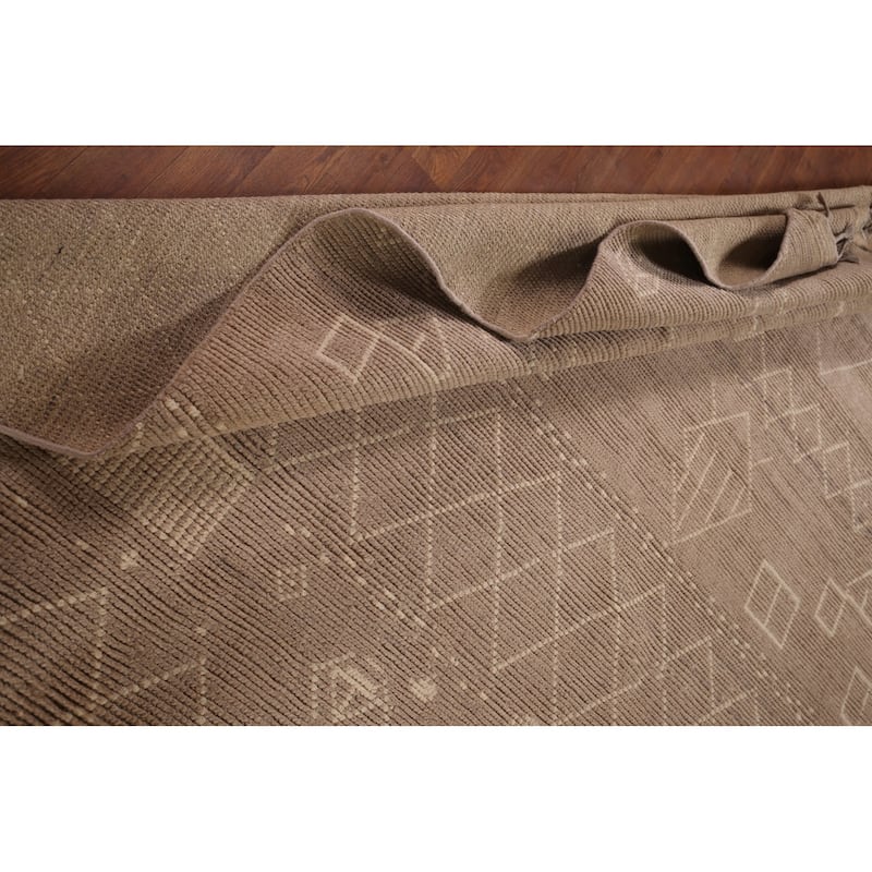Earth Tone Moroccan Large Oriental Area Rug Handmade Wool Carpet - 9'11"x 15'2"