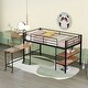 preview thumbnail 5 of 16, Metal Loft Bed with Desk and Shelves Black