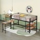 preview thumbnail 1 of 26, Twin Size Platform Bed with Rolling Desk and Bookshelf, Metal Loft Bed Frame with Full-Length Guardrails and Ladder Black - Twin