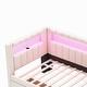preview thumbnail 16 of 15, Upholstered Twin Size Platform Bed with USB Ports, LED Belt & 2 Drawers, Pink