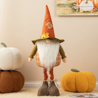 Glitzhome Telescoped Fabric Fall Gnome Standing Decor