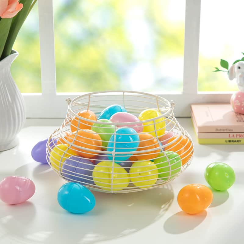 Glitzhome 60/90 Pack Easter Plastic Fillable Eggs in 6 Colors Hanging Decoration - 2.25" - 90PCS