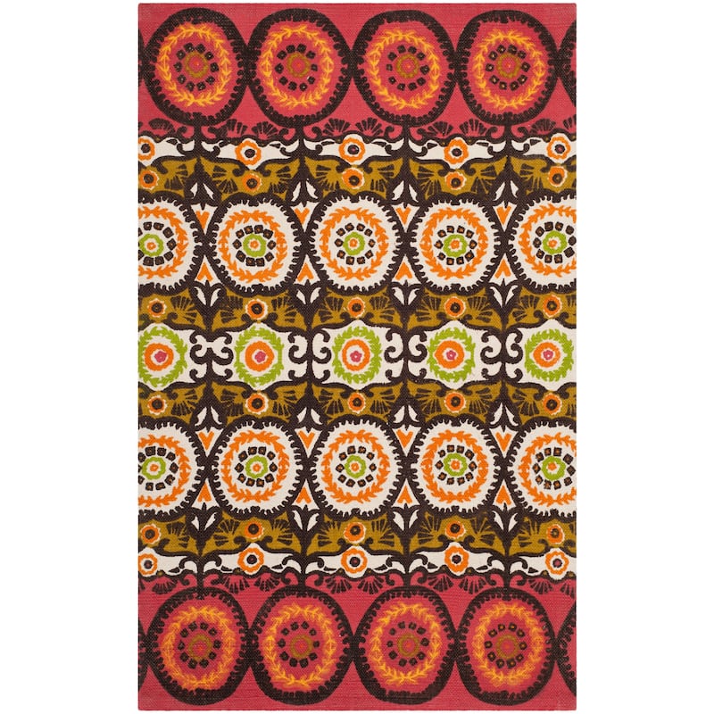 SAFAVIEH Handmade Cedar Brook Vinciane Modern Cotton Rug - 2'3" x 3'9" - Red/Orange