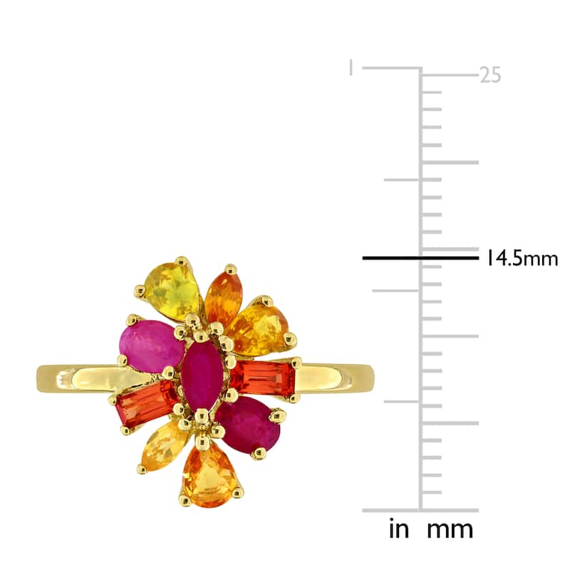 Miadora Multi-Shape Gemstone Floral Ring Sterling Silver