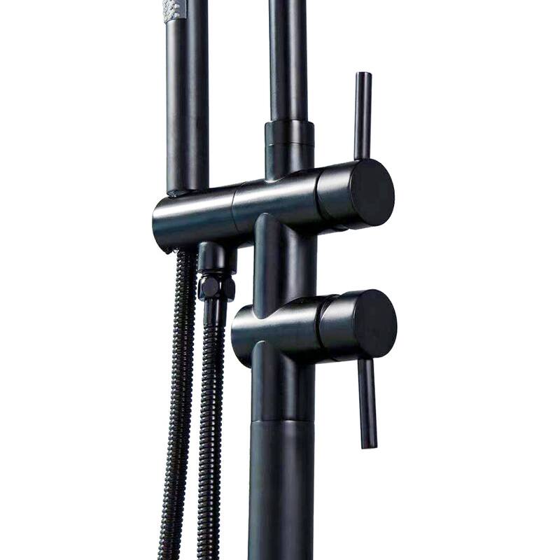 Black Single Hole Freestanding Tub Filler Trim with Deck Plate