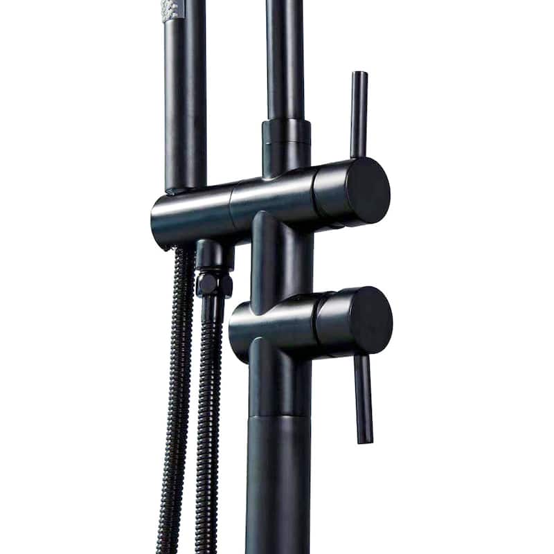 Double Handle Floor Mounted Freestanding Tub Filler Trim