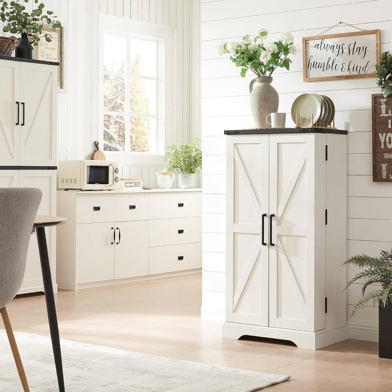47" Farmhouse Kitchen Pantry, Storage Cabinet with Barn Doors