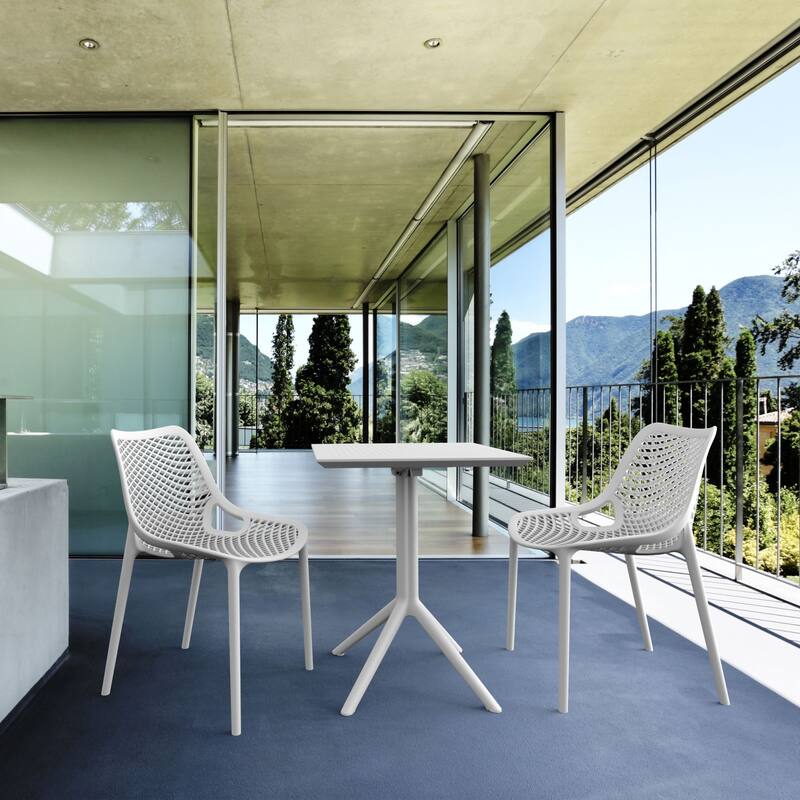 29.5" White Folding Square Outdoor Patio Dining Table