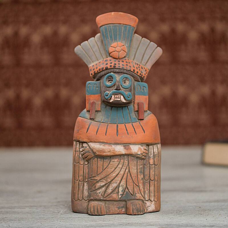 Novica Handmade Mighty Tlaloc Ceramic Sculpture