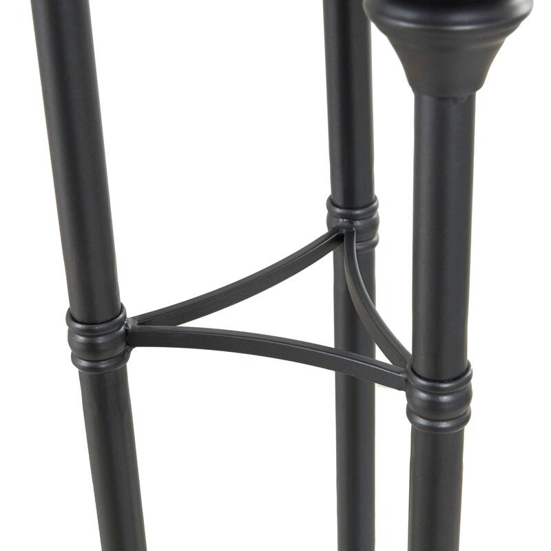 Metal Tall Floor Hurricane Lamp with 3 Posts and Round Base - Black - Roche River Decor - 14"W x 14"L x 55"H