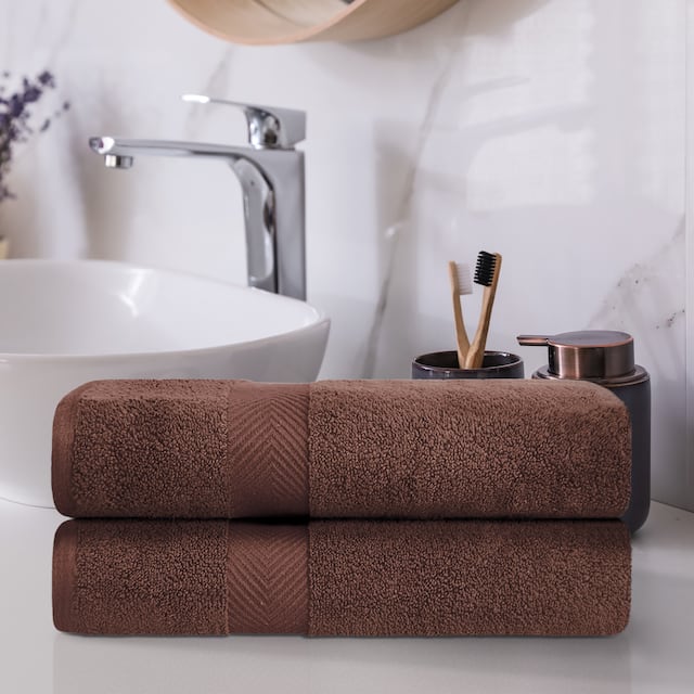 Miranda Haus Absorbent Zero Twist Cotton Bath Towel (Set of 2) - Espresso