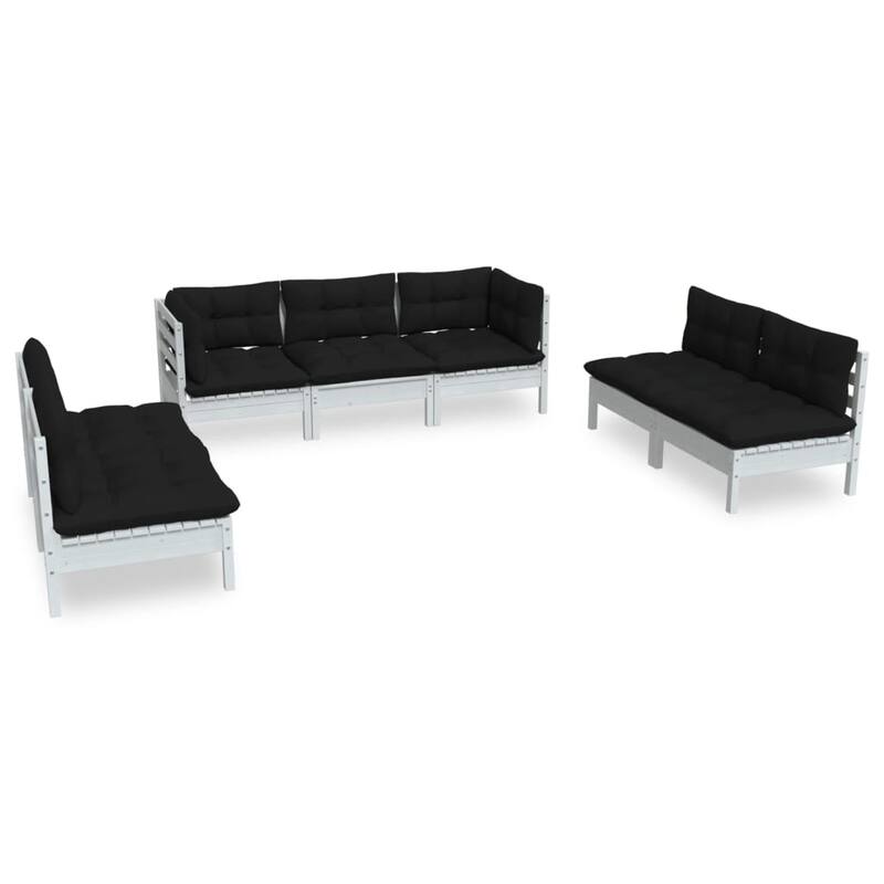 vidaXL Solid Pinewood Patio Lounge Set 7 Piece with Cushions Multi Colors