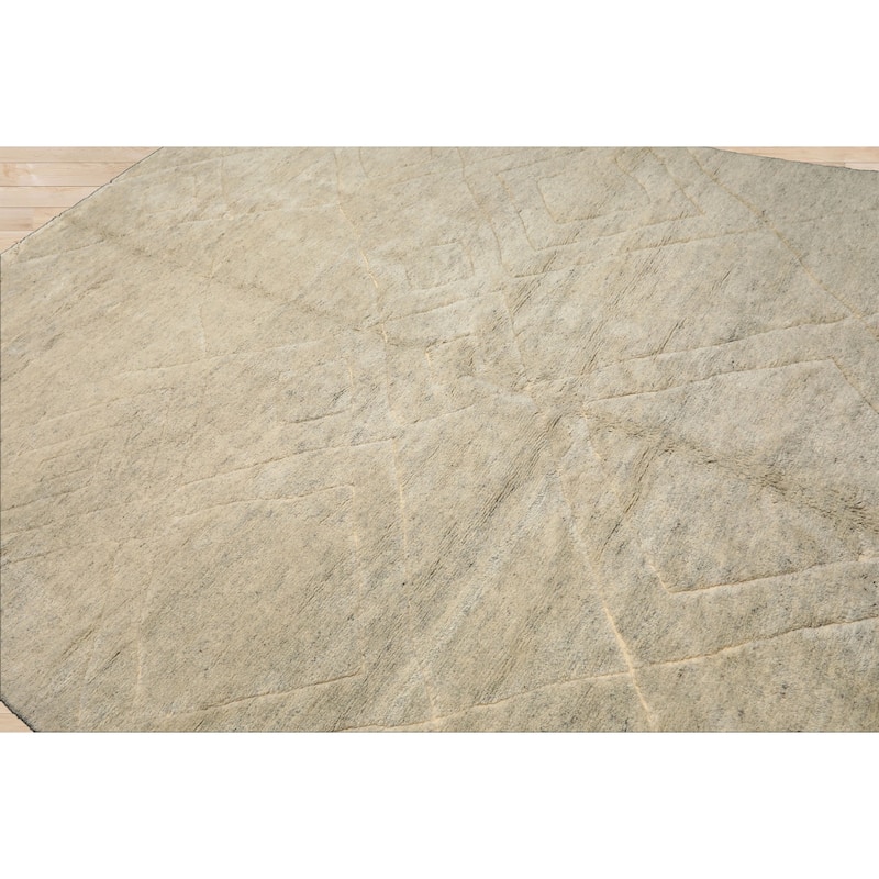 8x10 Tibetano Hand Knotted Wool Beige Moroccan Modern & Contemporary Rug - 8' x 10'