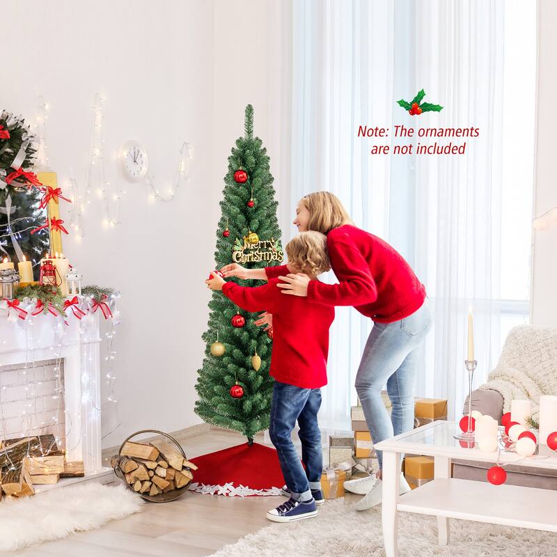Gymax 5/6 FT Pencil Christmas Tree Artificial Xmas Tree w/ 295/392 - See Details