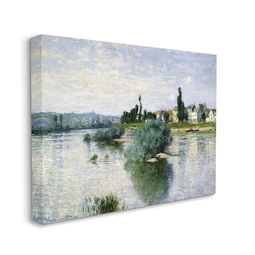 Stupell Countryside Homes Lake Landscape Monet Classic Painting Canvas Wall Art