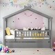 preview thumbnail 1 of 48, Twin Size Wooden House Bed Platform Bed With Twin Size Trundle,Solid Construction For Bedroom Grey
