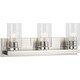 preview thumbnail 1 of 4, Goodwin Collection Three-Light Brushed Nickel Modern Vanity Light with Clear Glass - Medium